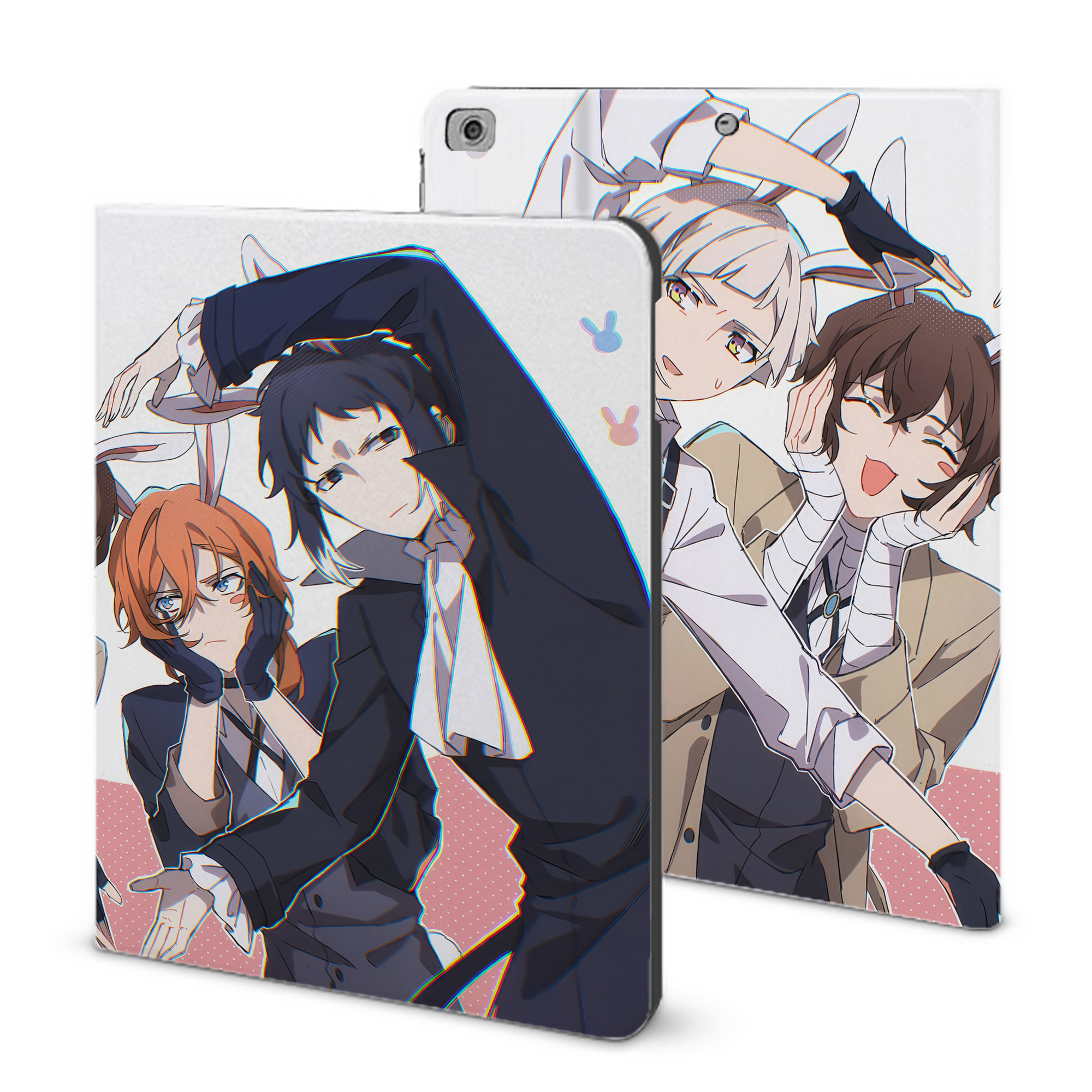 （画像用） 文豪ストレイドッグス Bungo Stray Dogs IPad ケース ブック型 PUレザー TPU 耐衝撃 軽量 薄型 ペン収納なし 全面保護 IPad 各モデル対応